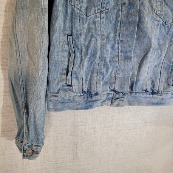 Paul Smith Italy Denim Jean Jacket Womens Large Cropped V Neck Light Wash Pocket - Picture 4 of 10